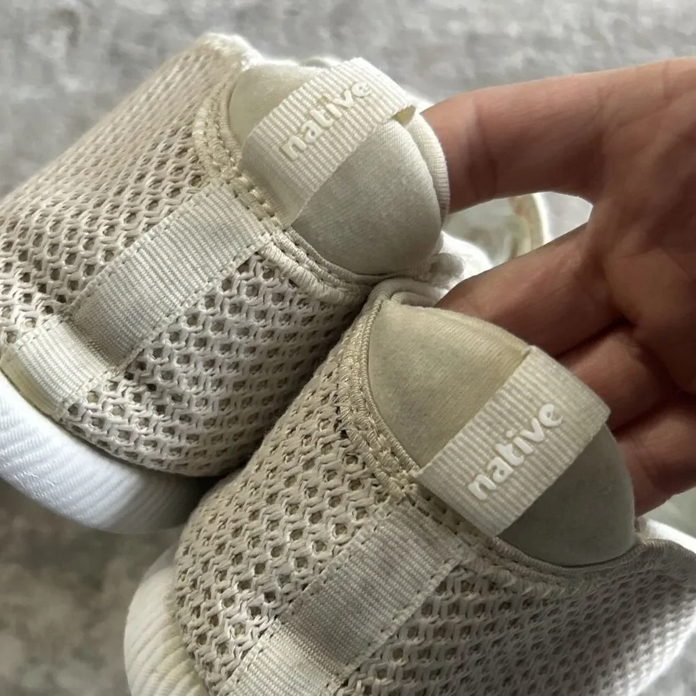 Native Cruz Shoes Mens 12 Bone White Low Profile Sneakers Mesh Slip On Summer